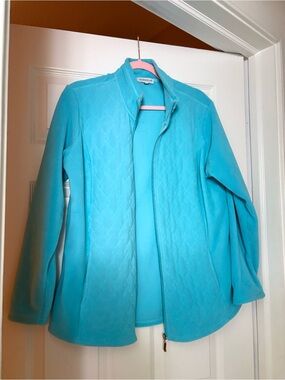 Coldwater Creek Women's Turquoise Quilted-Front Fleece Jacket